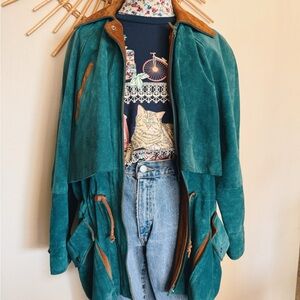 Phenix Teal and Brown Utility Jacket